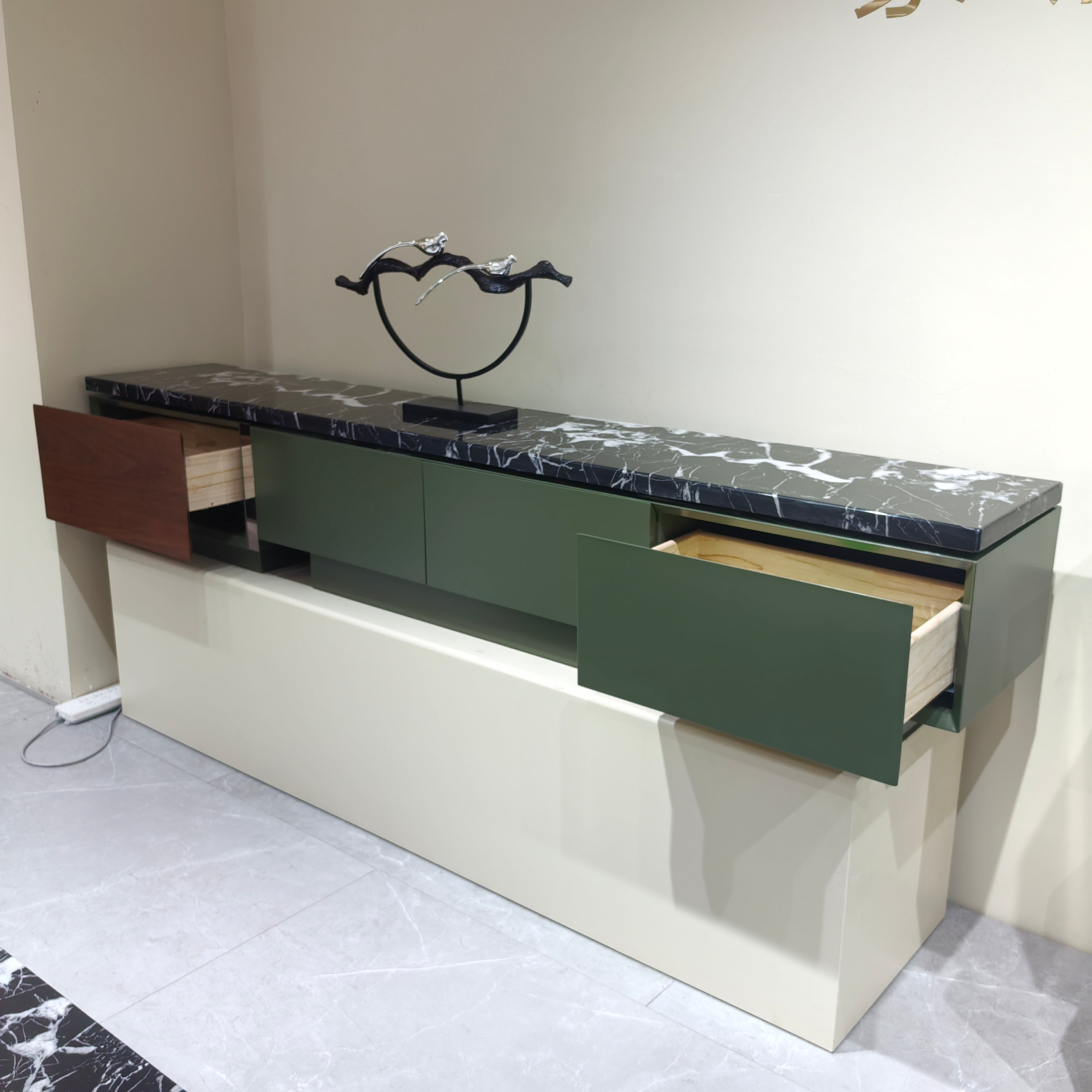 TV Stand Marble Baking Paint Wood Veneer‌ LKL045TSAYG | LEUKHOME