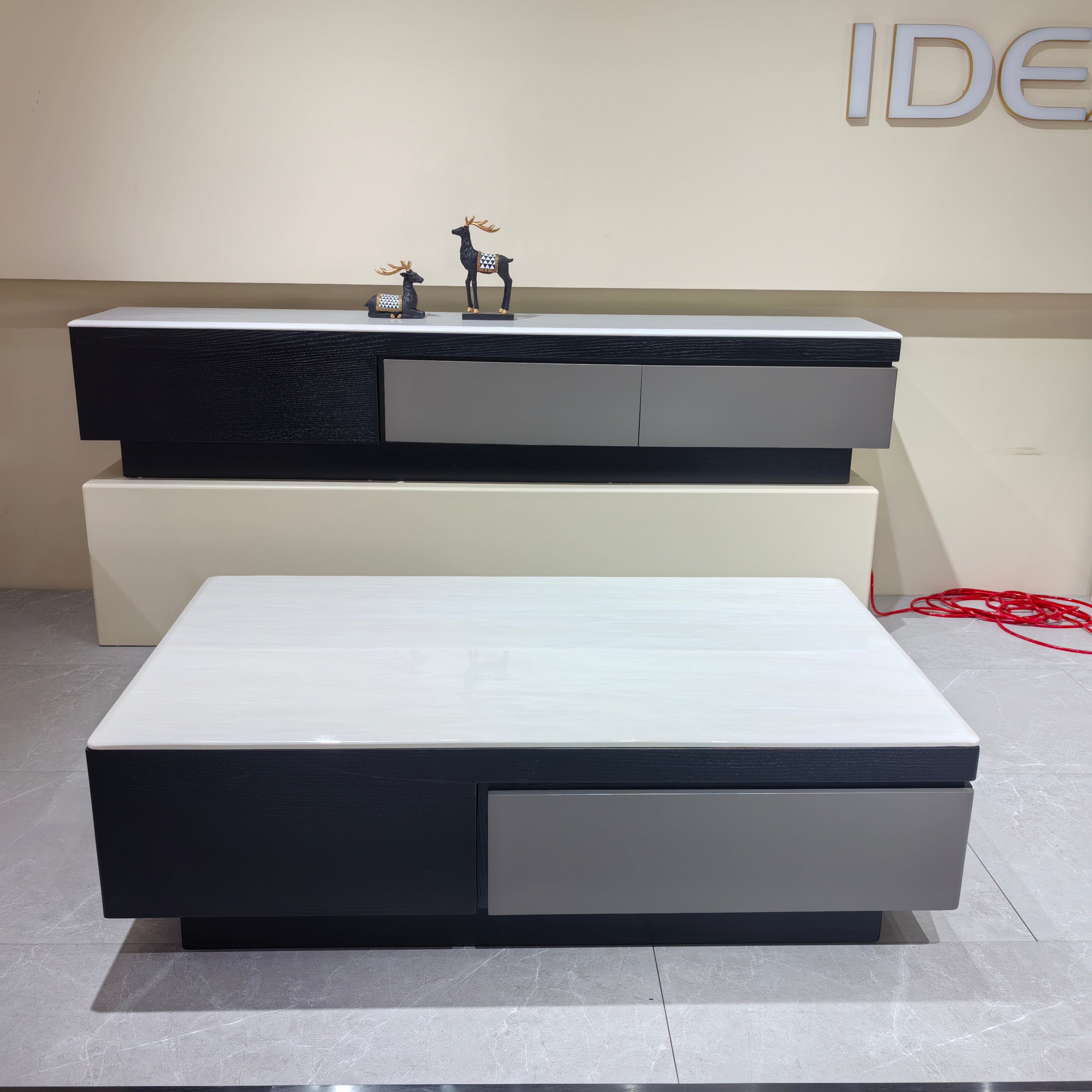 Coffee Table Imitation Marble Baking Paint Wood Veneer‌ LKL048CTAYG | LEUKHOME