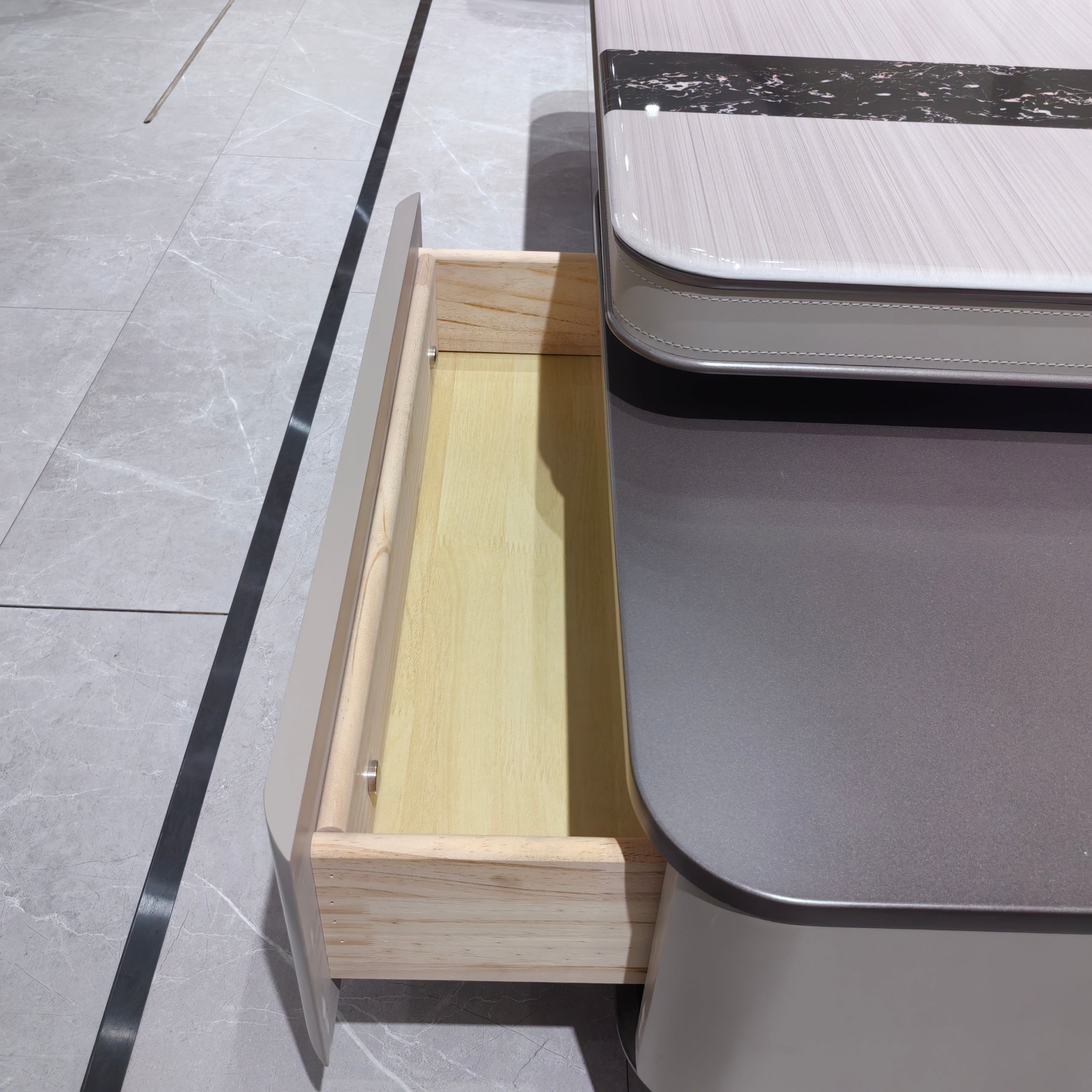 Coffee Table Artificial Stone Baking Paint Wood Veneer‌ LKL052CTAYG | LEUKHOME