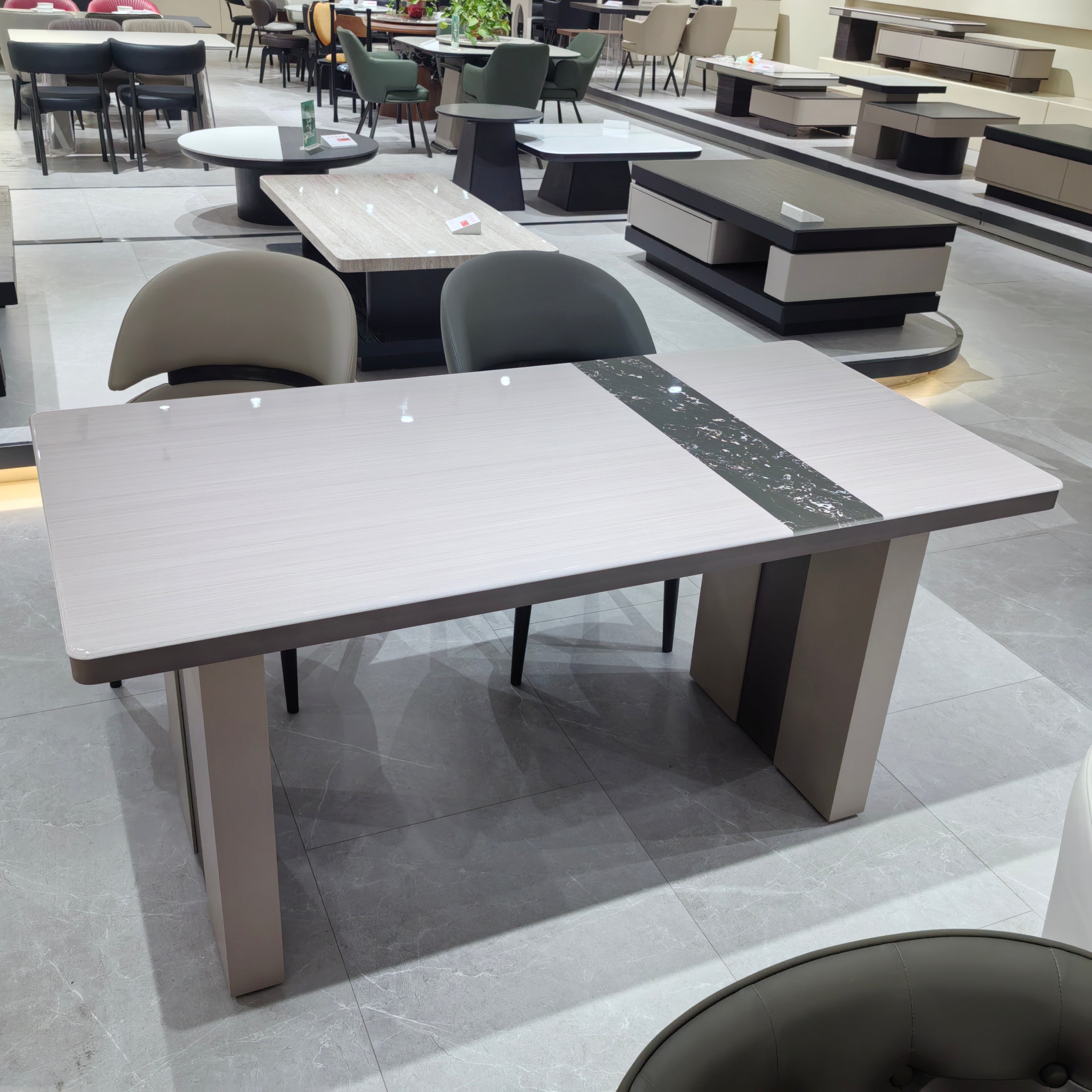 Dining Table Artificial Stone Baking Paint LKD033DTAYG | LEUKHOME