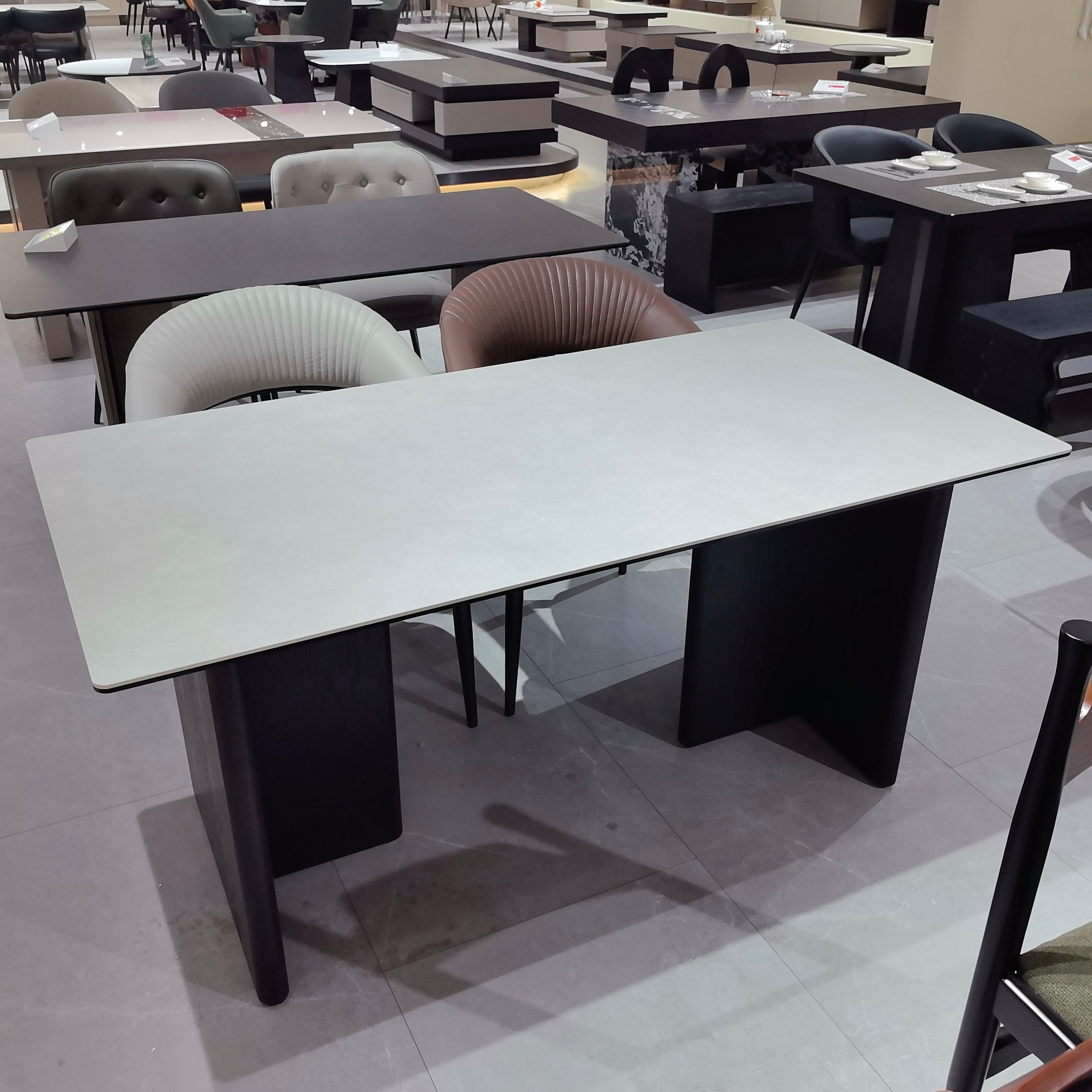 Dining Table Composite Sintered Stone Wood Veneer‌ LKD036DTAYG | LEUKHOME