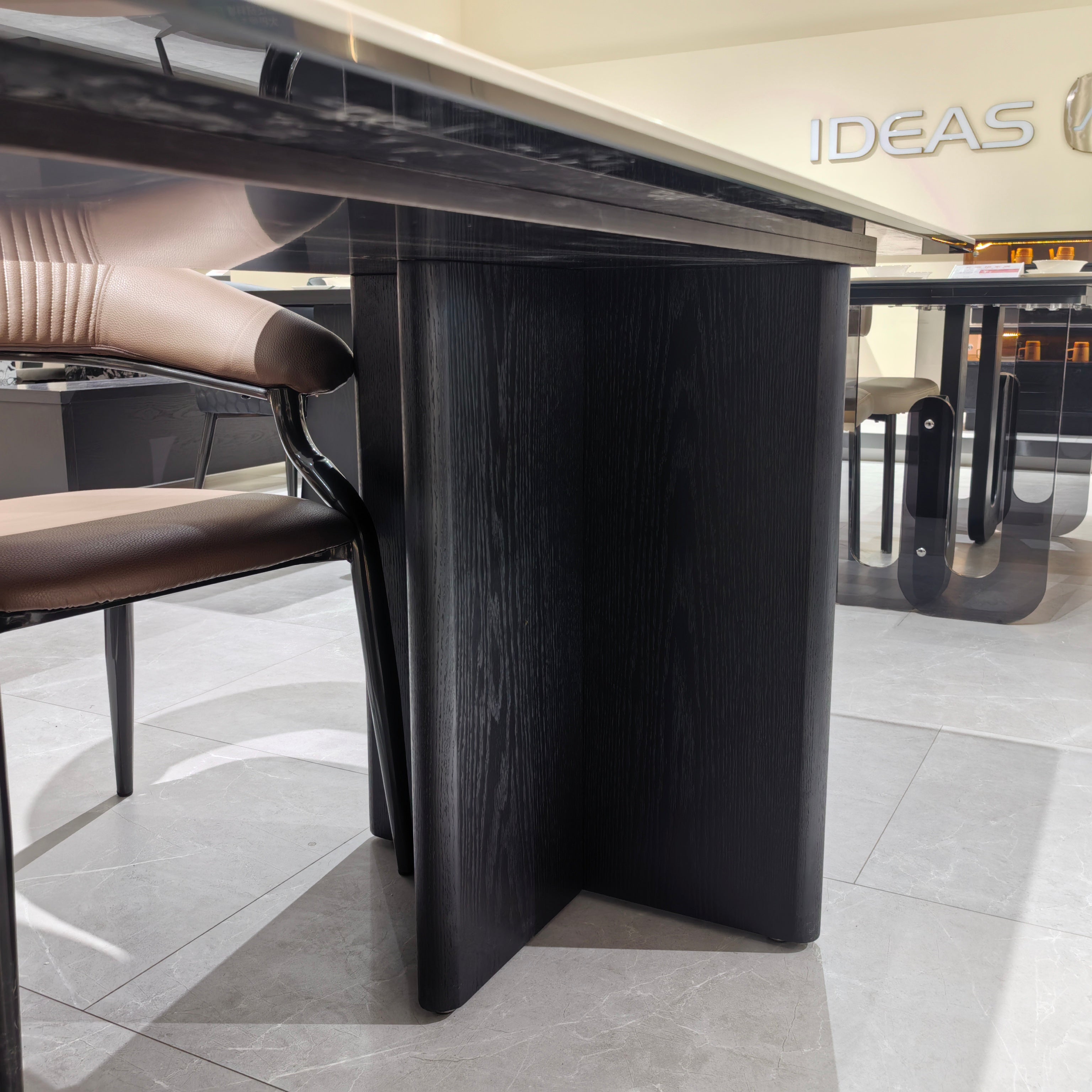 Dining Table Composite Sintered Stone Wood Veneer‌ LKD036DTAYG | LEUKHOME