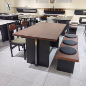 Dining Table Stainless Steel Wood Veneer‌ LKD038DTAYG | LEUKHOME