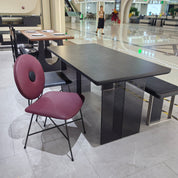 Dining Table Stainless Steel Wood Veneer‌ Acrylic LKD041DTAYG | LEUKHOME