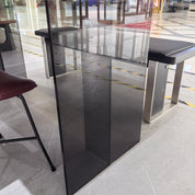 Dining Table Stainless Steel Wood Veneer‌ Acrylic LKD041DTAYG | LEUKHOME