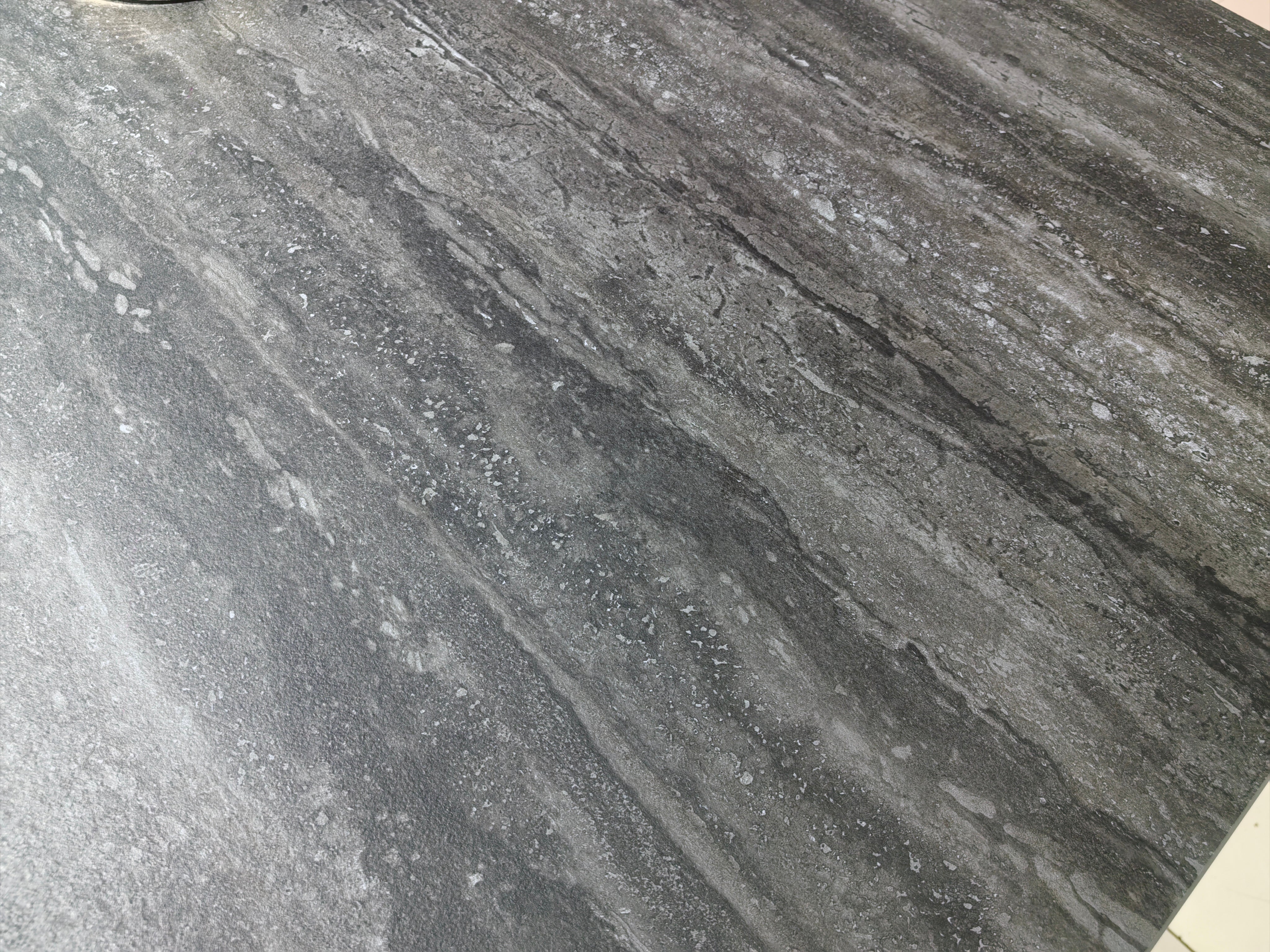 Dining Table Sintered Stone Wood Veneer Stainless Steel LKD084DTDSBL | LEUKHOME