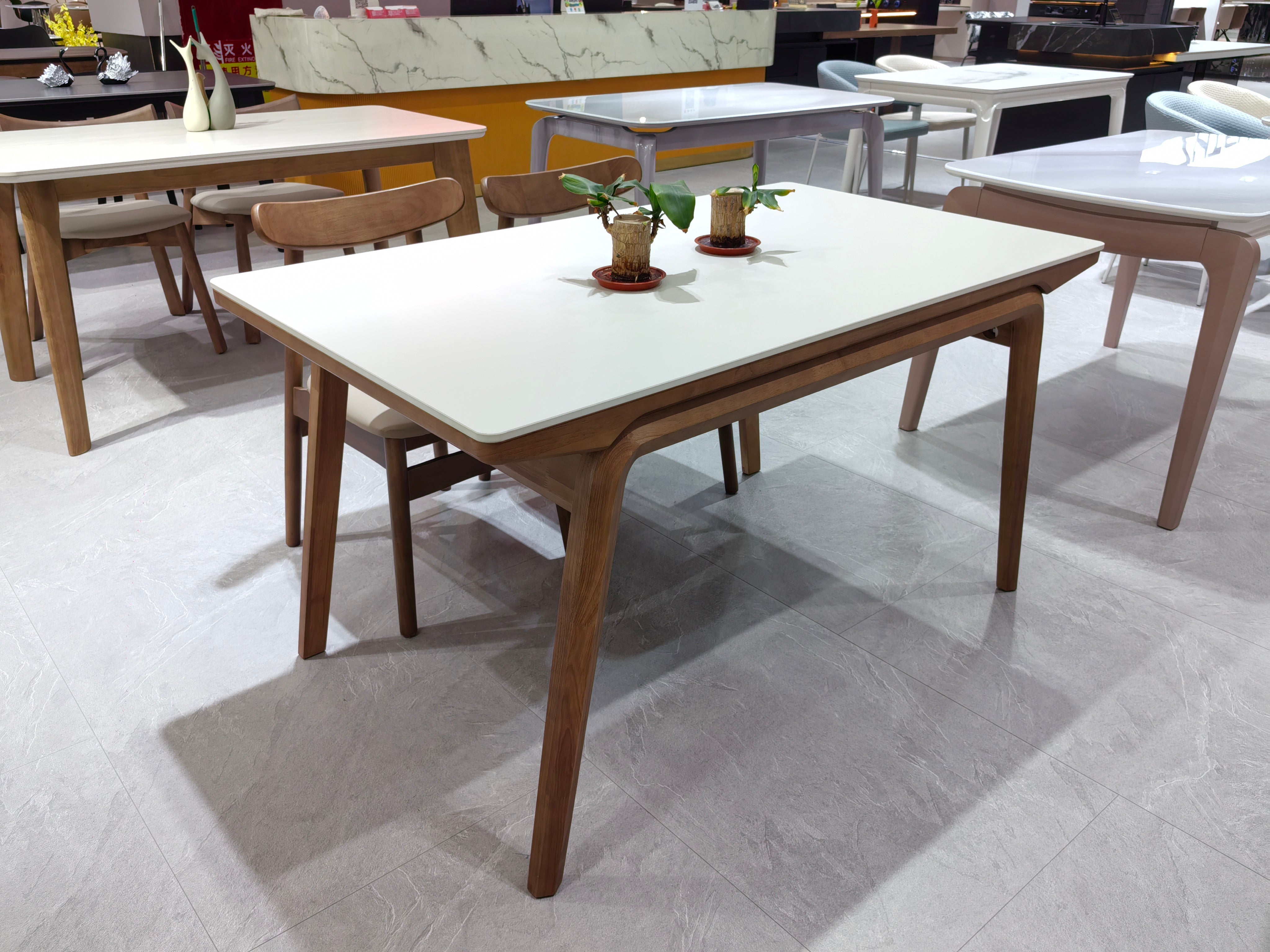 Dining Table Sintered Stone Oak LKD086DTDSBL | LEUKHOME