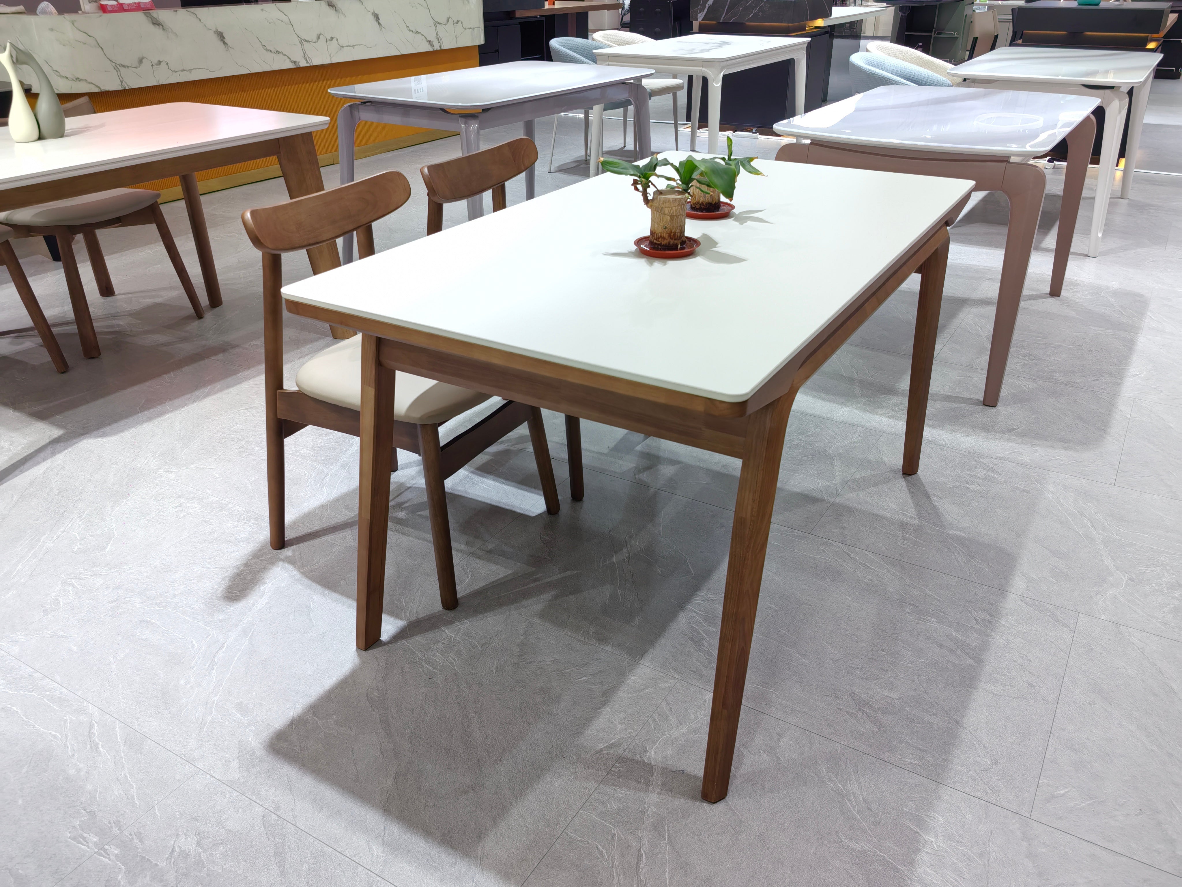 Dining Table Sintered Stone Oak LKD086DTDSBL | LEUKHOME