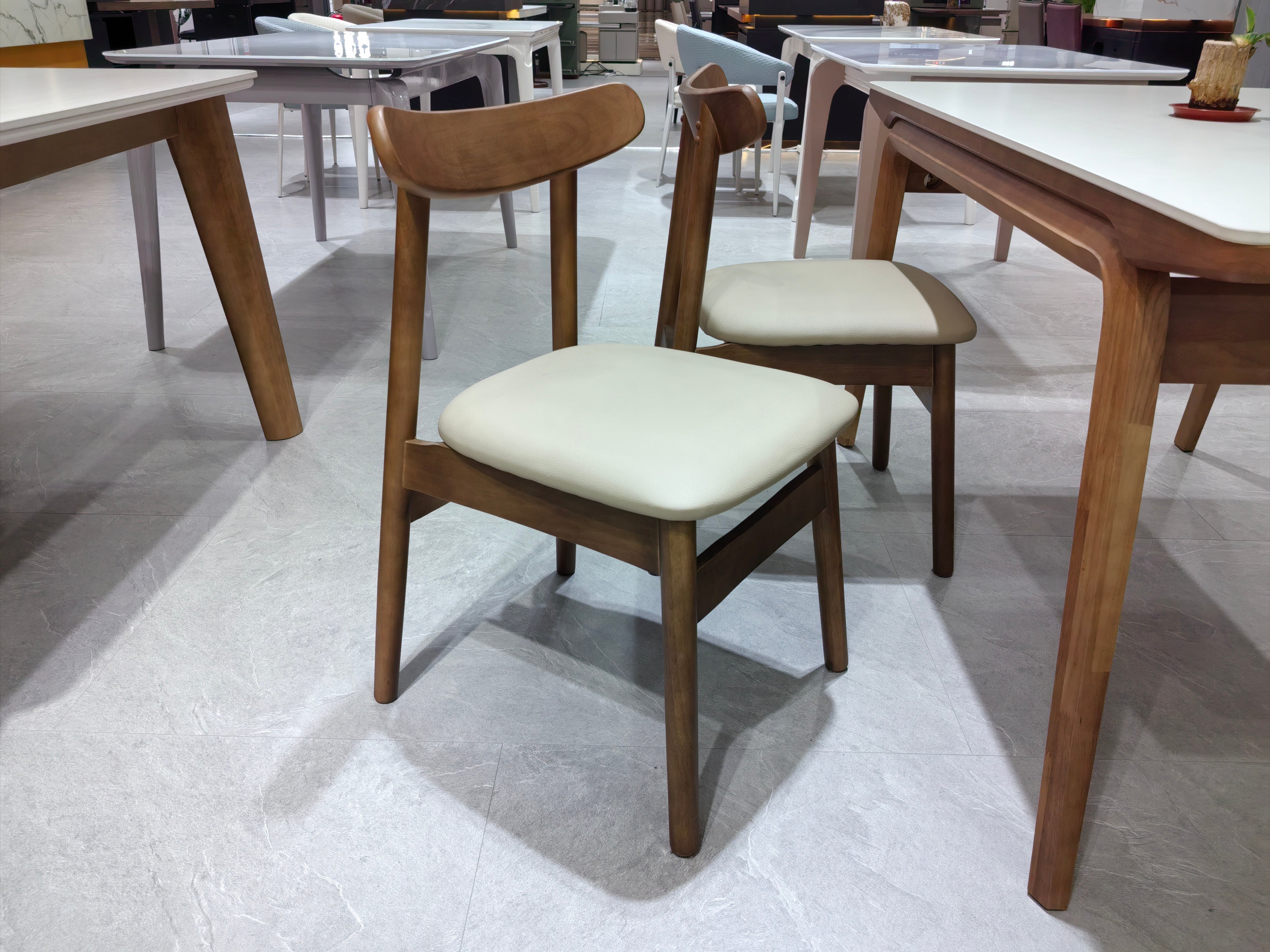 Dining Chair PU Oak (2 Chairs) LKD090DCDSBL | LEUKHOME