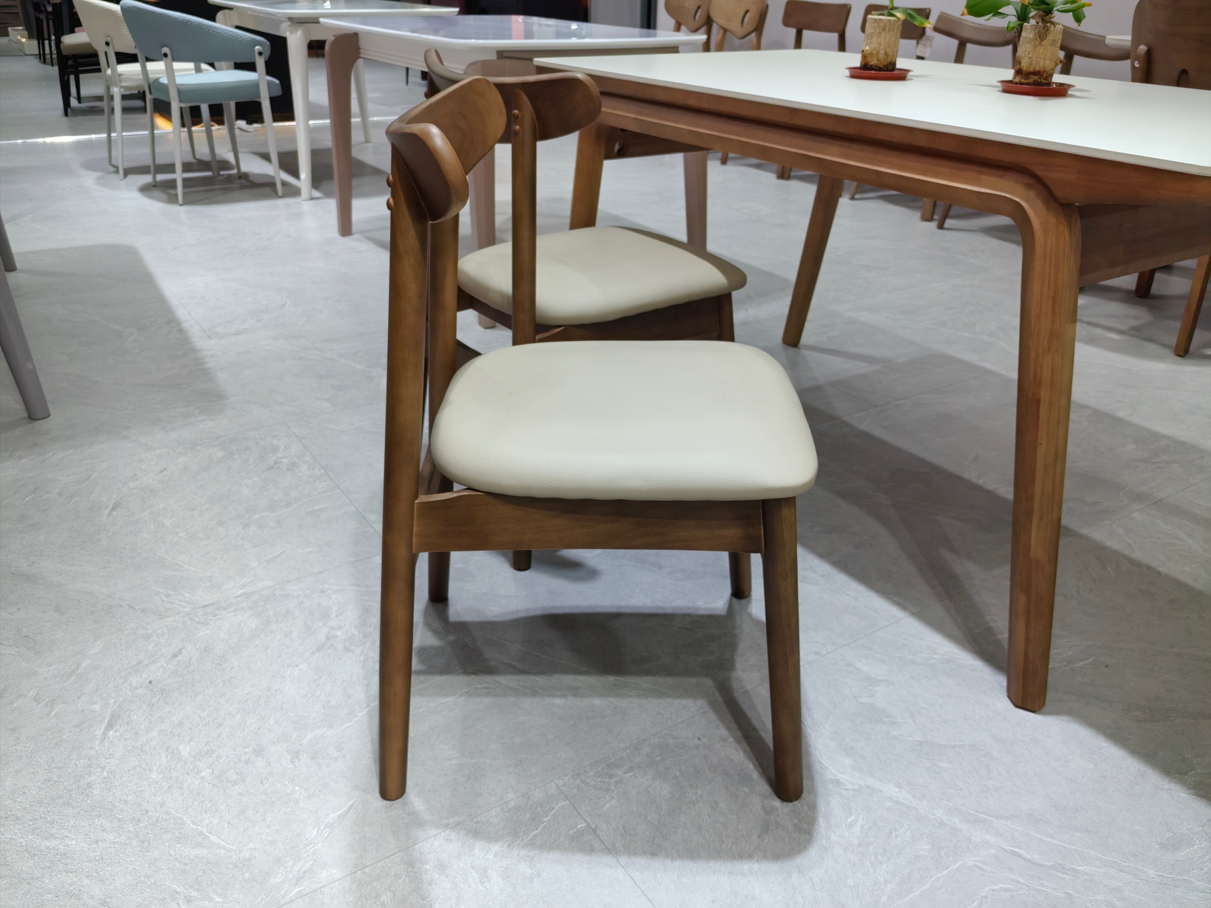 Dining Chair PU Oak (2 Chairs) LKD090DCDSBL | LEUKHOME