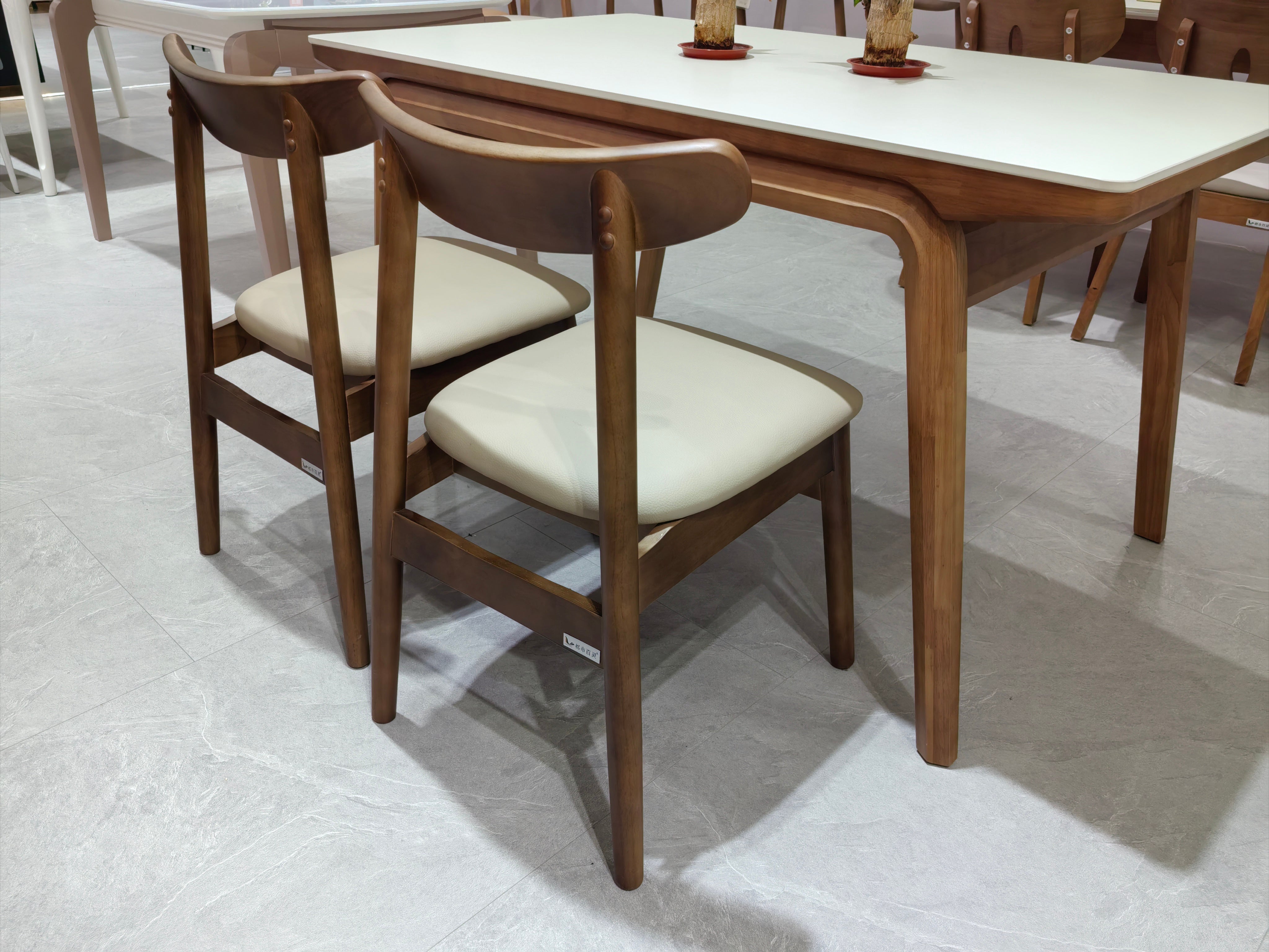 Dining Chair PU Oak (2 Chairs) LKD090DCDSBL | LEUKHOME