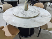Dining Table Sintered Stone Wood Veneer Stainless Steel LKD089DTDSBL | LEUKHOME