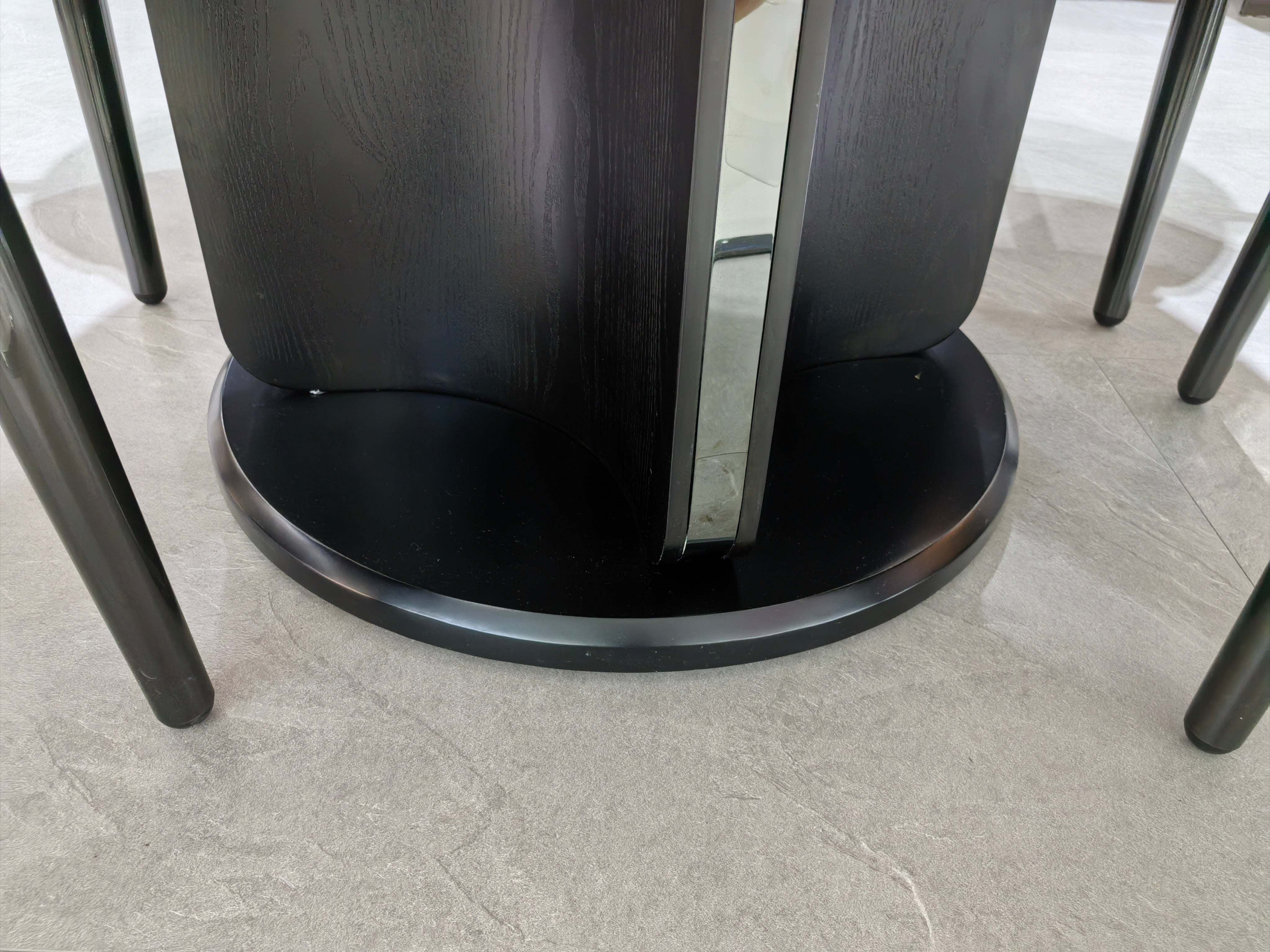 Dining Table Sintered Stone Wood Veneer Stainless Steel LKD089DTDSBL | LEUKHOME