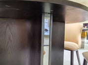 Dining Table Sintered Stone Wood Veneer Stainless Steel LKD089DTDSBL | LEUKHOME