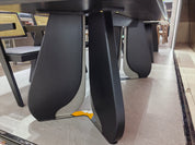 Dining Table Sintered Stone Wood Veneer Stainless Steel LKD084DTDSBL | LEUKHOME