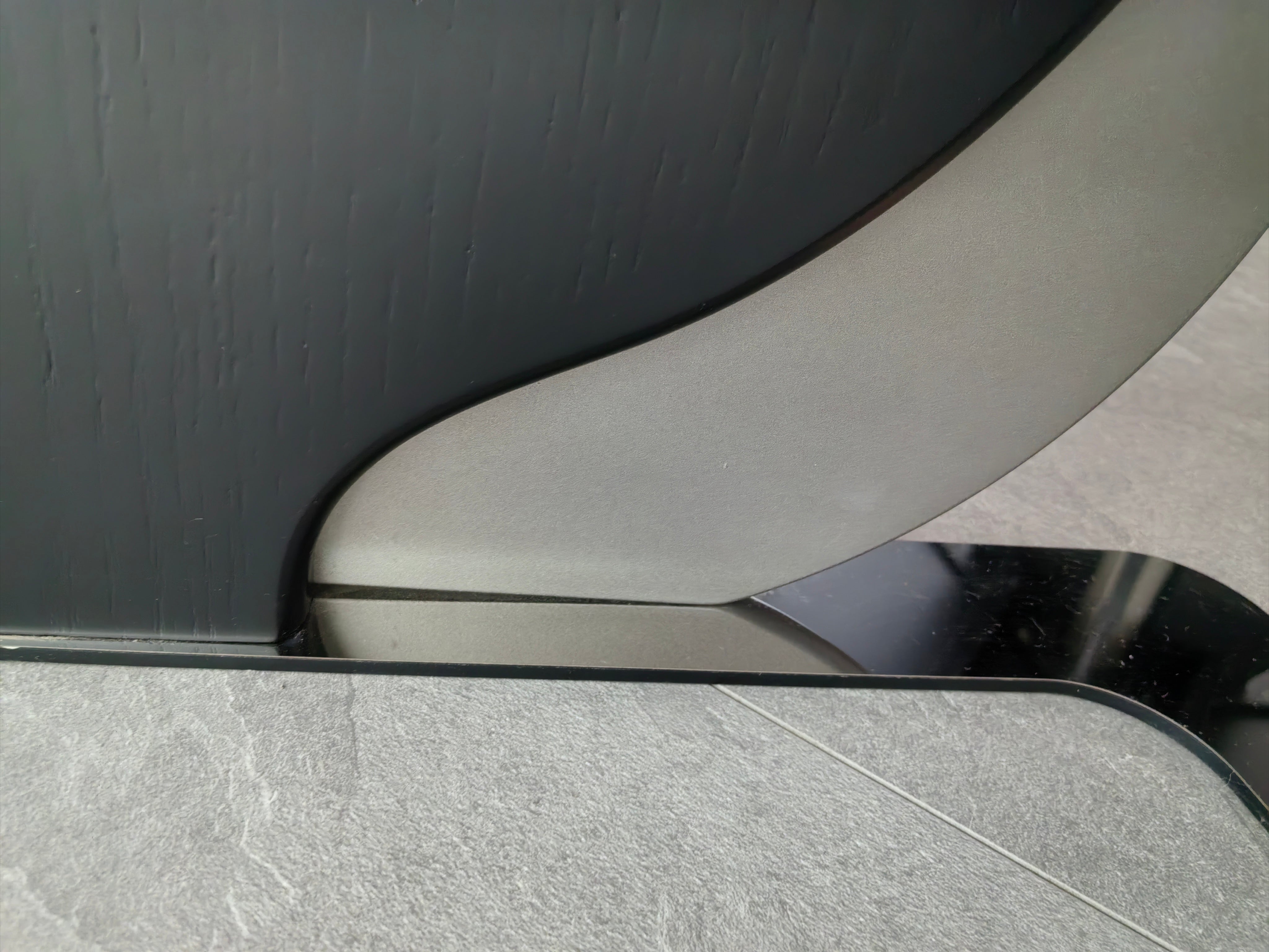 Dining Table Sintered Stone Wood Veneer Stainless Steel LKD084DTDSBL | LEUKHOME