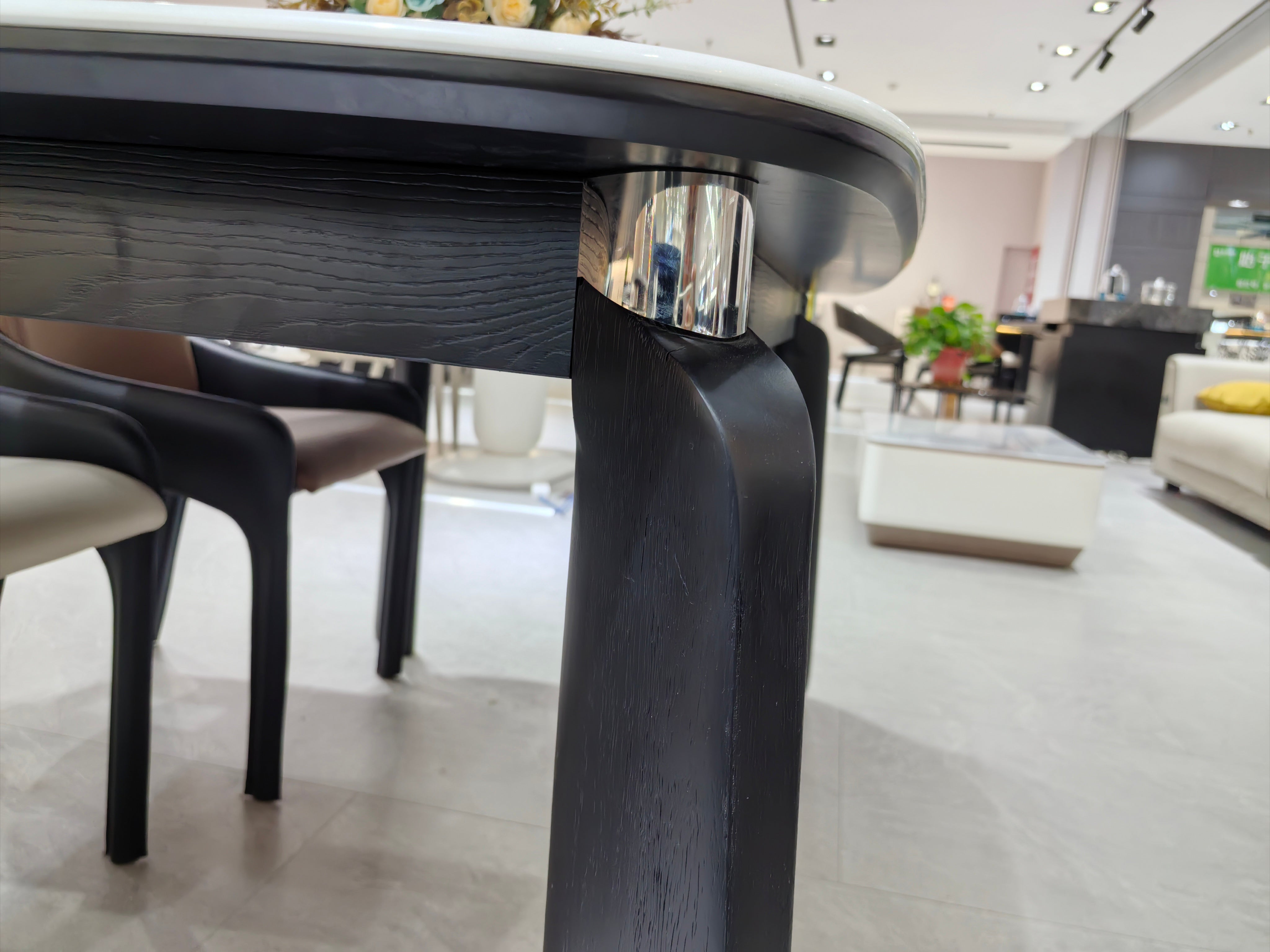 Dining Table Super Crystal Wood Veneer LKD088DTDSBL | LEUKHOME