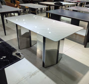Dining Table Marble Stainless Steel LKD100DTHX | LEUKHOME