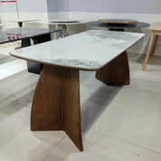 Dining Table Sintered Stone Wood Veneer LKD101DTHX | LEUKHOME