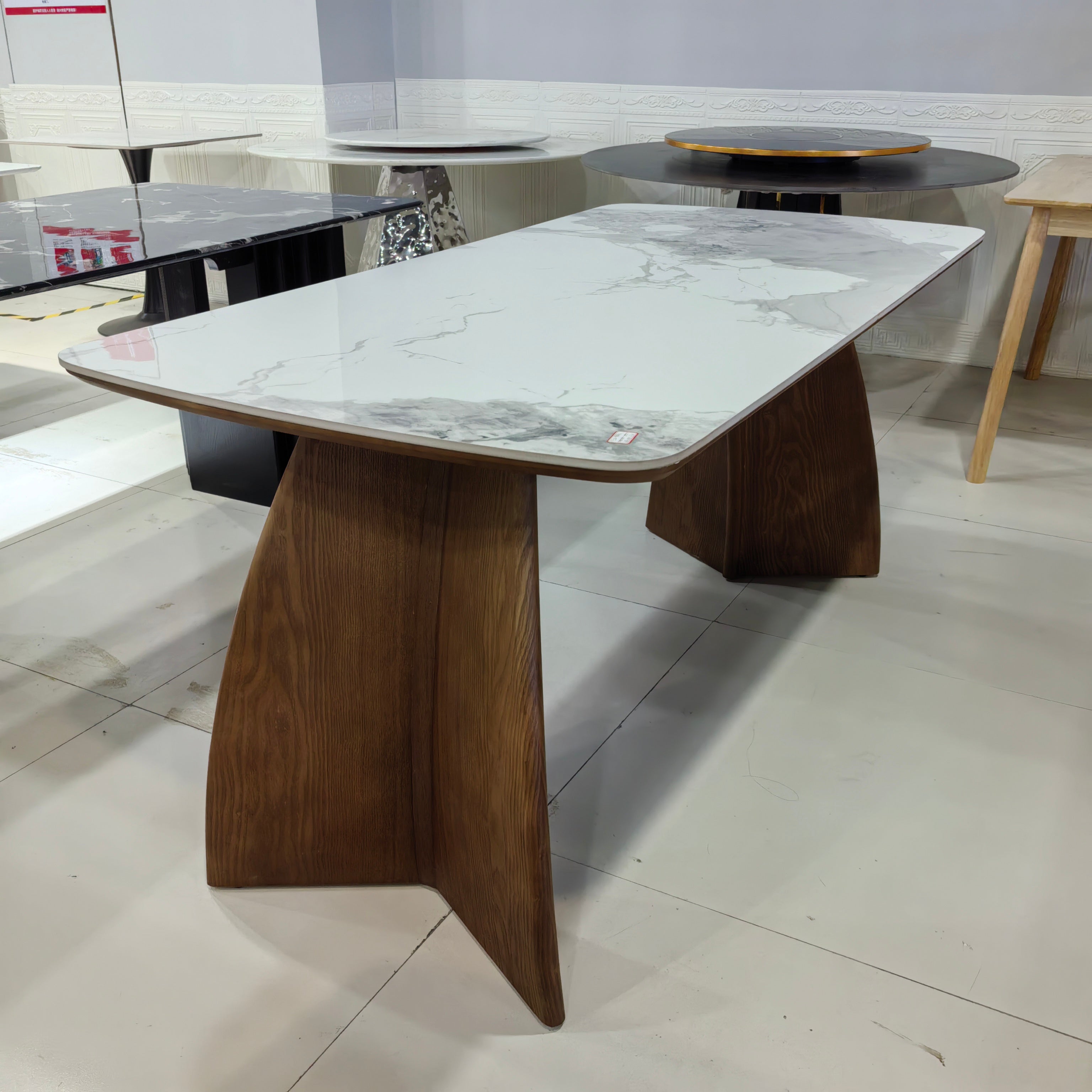 Dining Table Sintered Stone Wood Veneer LKD101DTHX | LEUKHOME