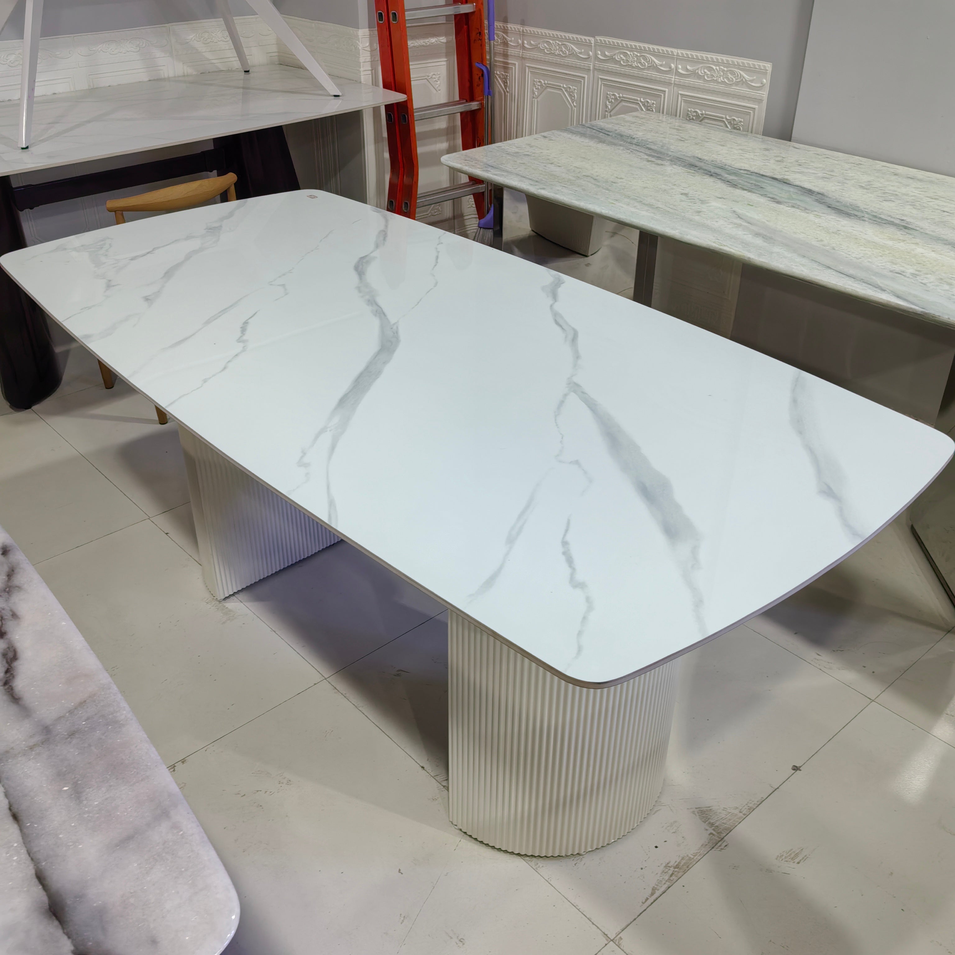 Dining Table Sintered Stone Carbon Steel LKD102DTHX | LEUKHOME