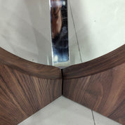 Dining Table Marble Wood Veneer Stainless Steel LKD105DTHX | LEUKHOME