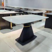Dining Table Sintered Stone Carbon Steel LKD116DTHX | LEUKHOME