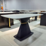 Dining Table Sintered Stone Carbon Steel LKD116DTHX | LEUKHOME