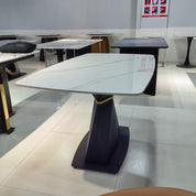 Dining Table Sintered Stone Carbon Steel LKD116DTHX | LEUKHOME