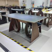 Dining Table Sintered Stone Wood Veneer LKD117DTSHYC | LEUKHOME