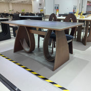 Dining Table Sintered Stone Wood Veneer LKD117DTSHYC | LEUKHOME