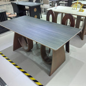 Dining Table Sintered Stone Wood Veneer LKD117DTSHYC | LEUKHOME