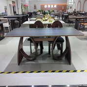 Dining Table Sintered Stone Wood Veneer LKD117DTSHYC | LEUKHOME