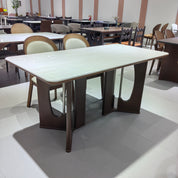 Dining Table Artificial Stone Wood Veneer LKD118DTSHYC | LEUKHOME