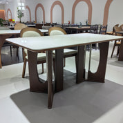 Dining Table Artificial Stone Wood Veneer LKD118DTSHYC | LEUKHOME