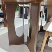 Dining Table Artificial Stone Wood Veneer LKD118DTSHYC | LEUKHOME