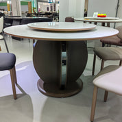 Dining Table Artificial Stone Wood Veneer Stainless Steel LKD122DTSHYC | LEUKHOME