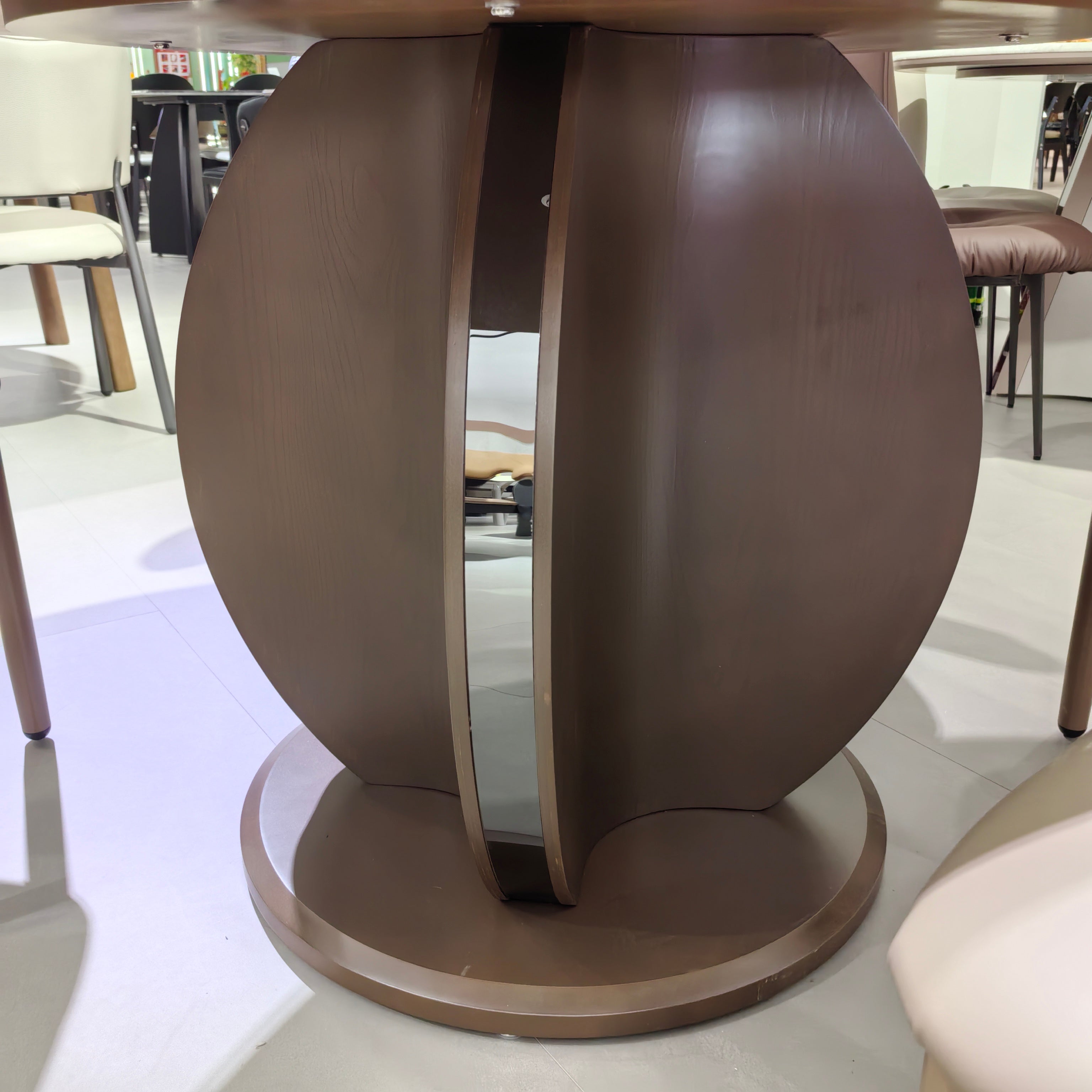 Dining Table Artificial Stone Wood Veneer Stainless Steel LKD122DTSHYC | LEUKHOME