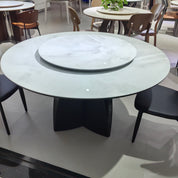 Dining Table Artificial Stone Wood Veneer Stainless Steel LKD123DTSHYC | LEUKHOME