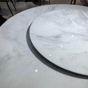 Dining Table Artificial Stone Wood Veneer Stainless Steel LKD123DTSHYC | LEUKHOME