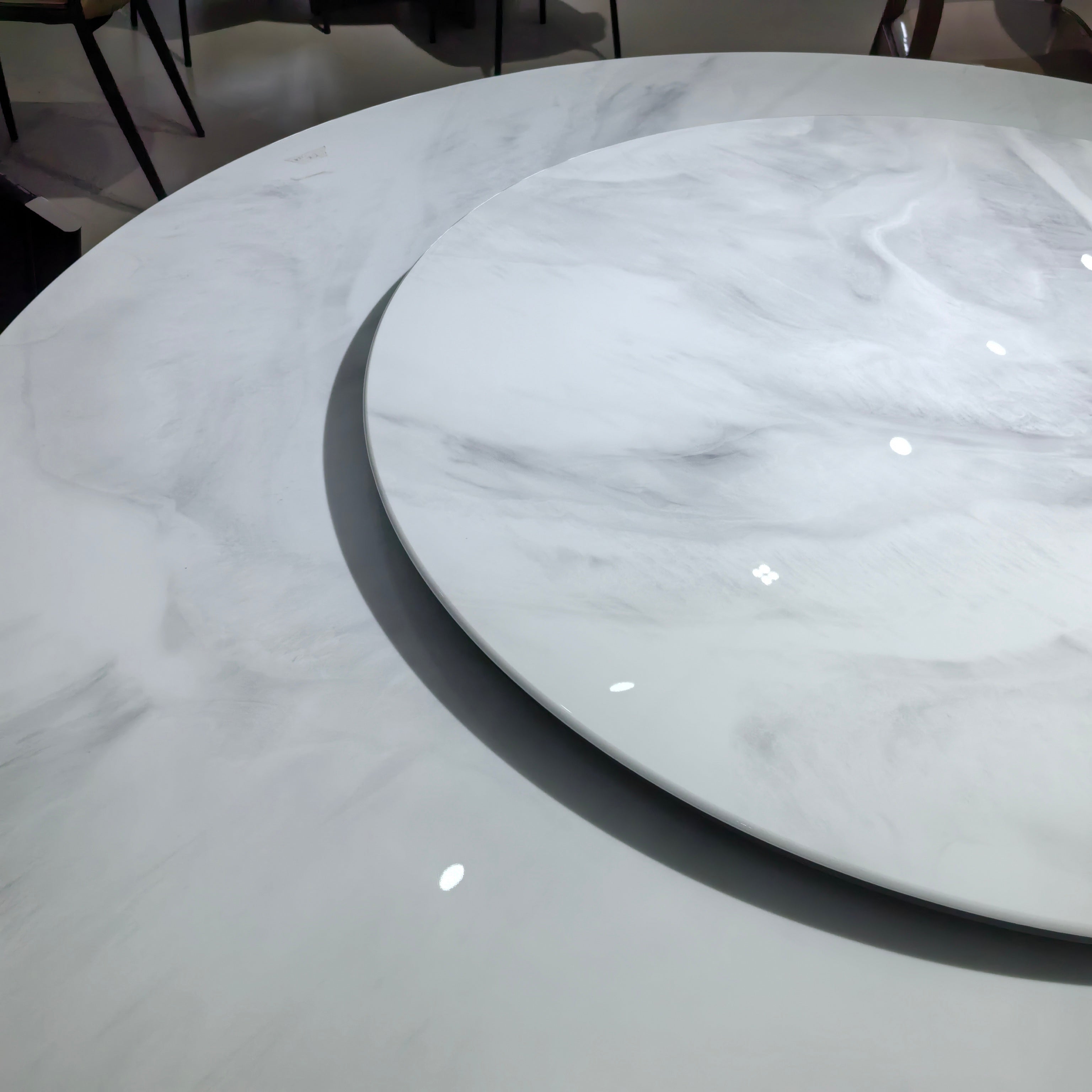 Dining Table Artificial Stone Wood Veneer Stainless Steel LKD123DTSHYC | LEUKHOME