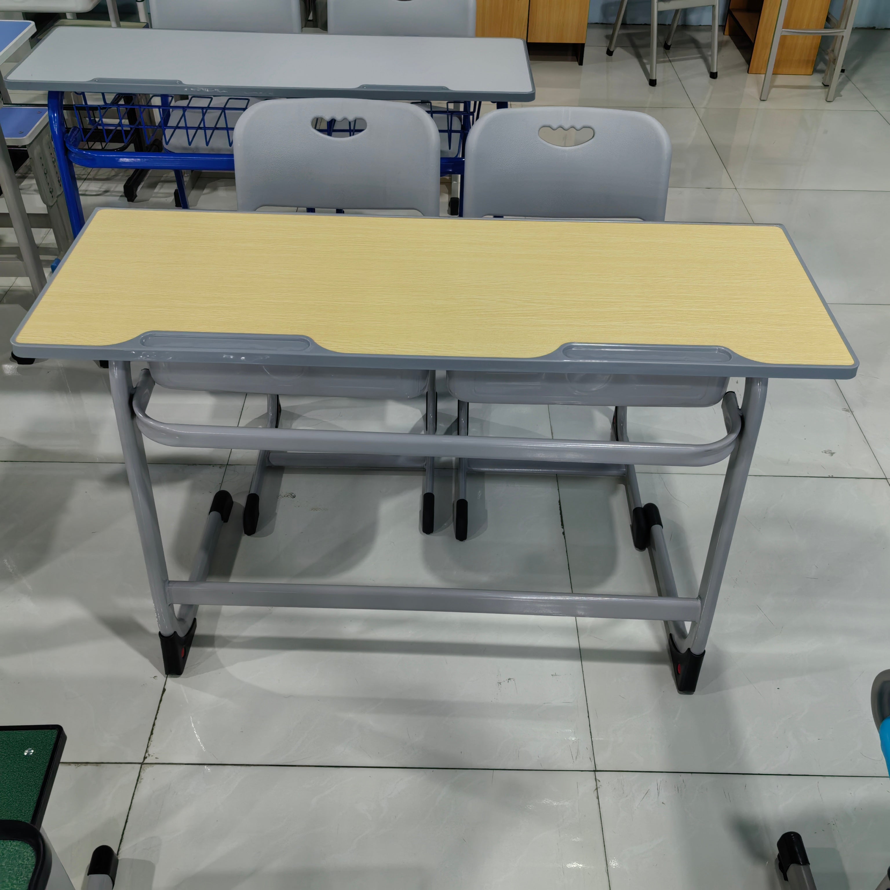 Double Desk and Chair, 1 Set (1 Table+2 Chairs) LKS101DKTSL | LEUKHOME（LK25112101）