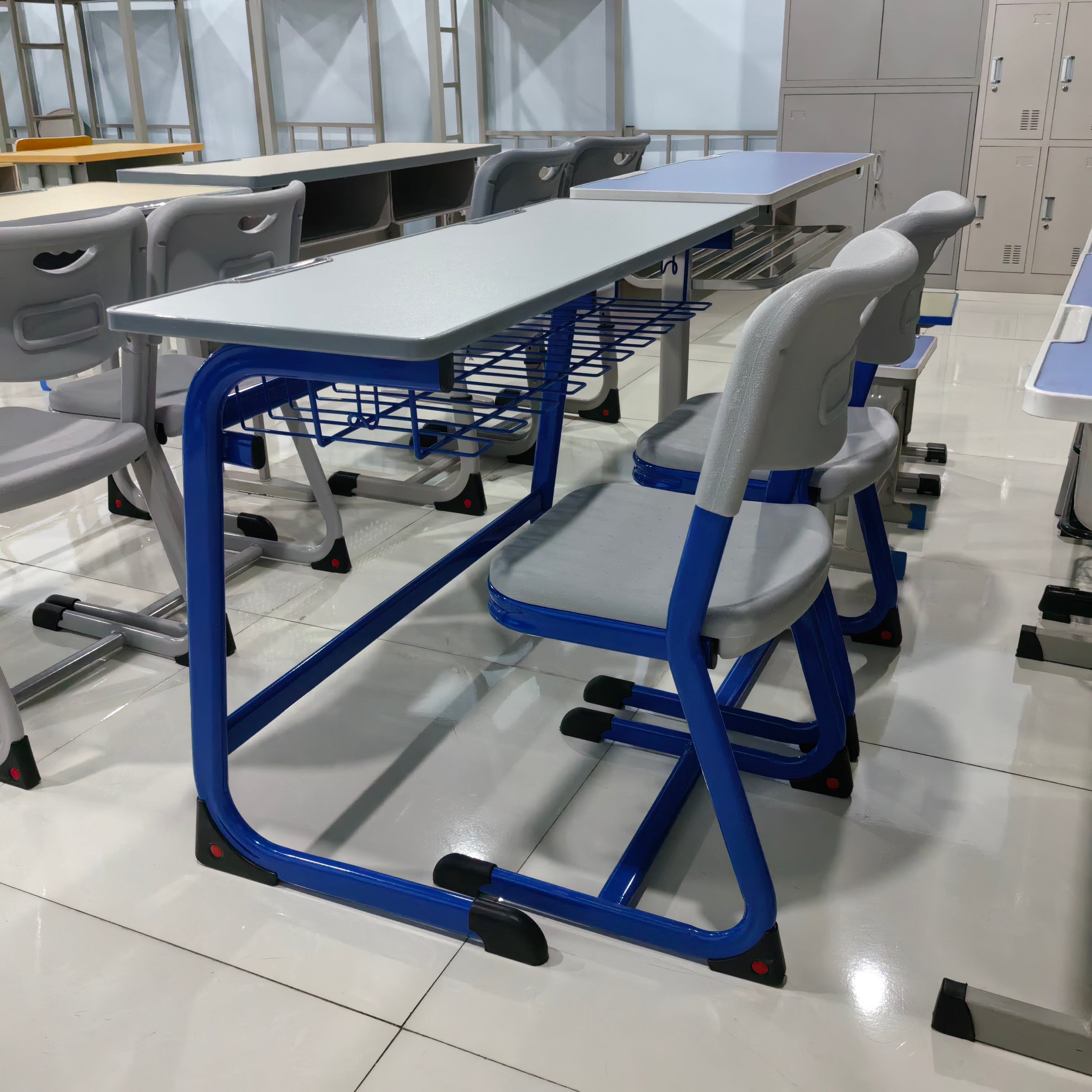 Double Desk and Chair, 1 Set (1 Table+2 Chairs) LKS102DKTSL | LEUKHOME