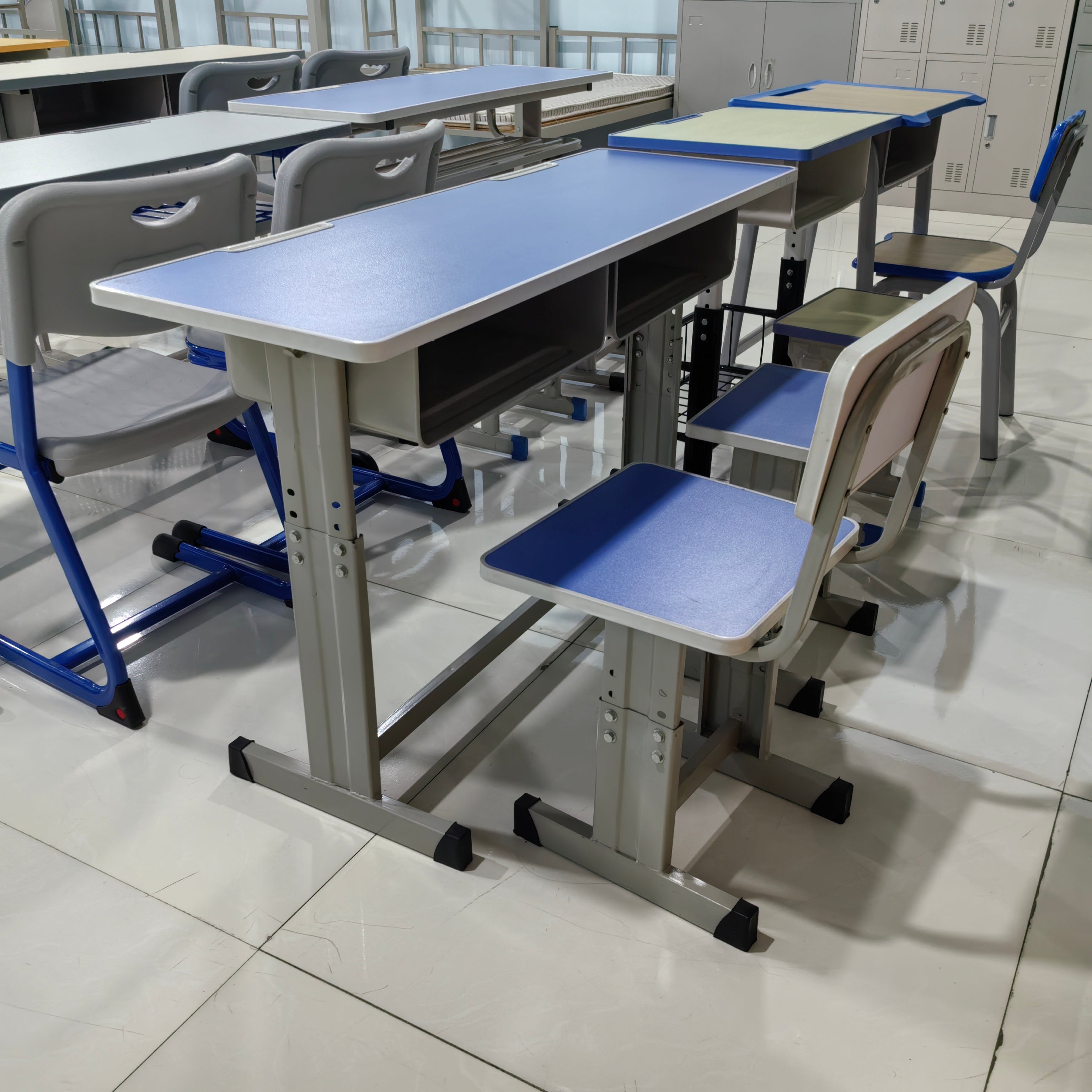 Double Desk and Chair, 1 Set (1 Table+2 Chairs) LKS103DKTSL | LEUKHOME