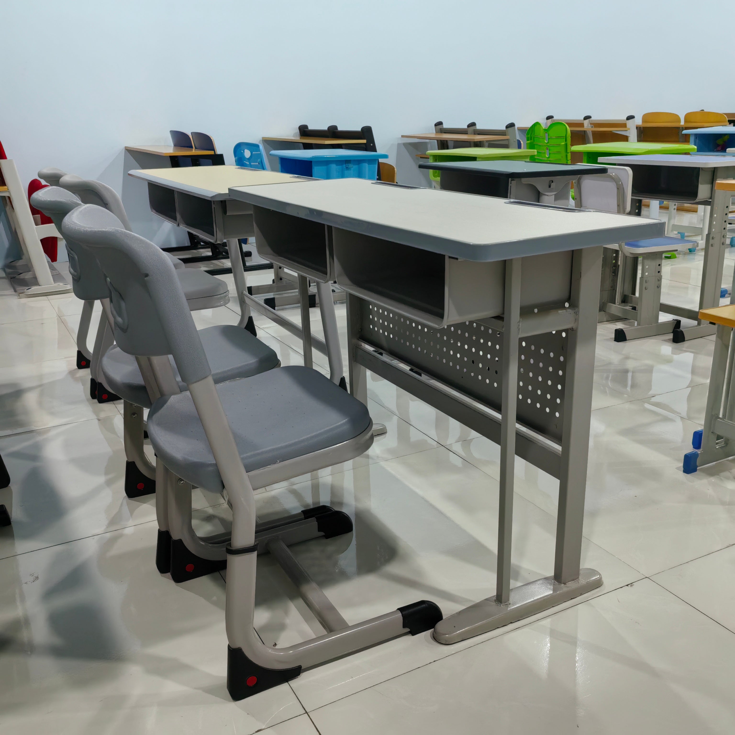 Double Desk and Chair, 1 Set (1 Table+2 Chairs) LKS104DKTSL | LEUKHOME