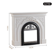 Retro Black Carved Fireplace | LEUKHOME