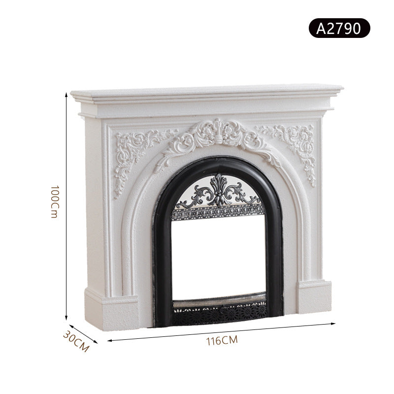 Retro Black Carved Fireplace | LEUKHOME