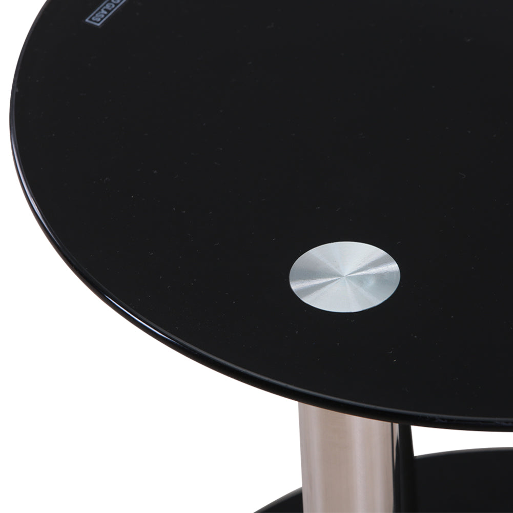 Small Round Glass Coffee Table Black AWS007UK | LEUKHOUSE