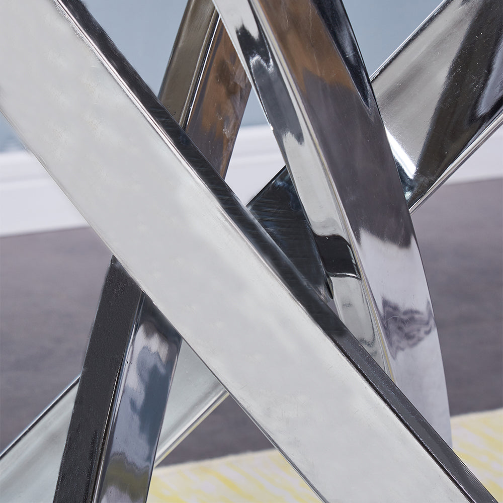 Round Dining Table 100x100cm Glass/Silver AWS022UK | LEUKHOUSE