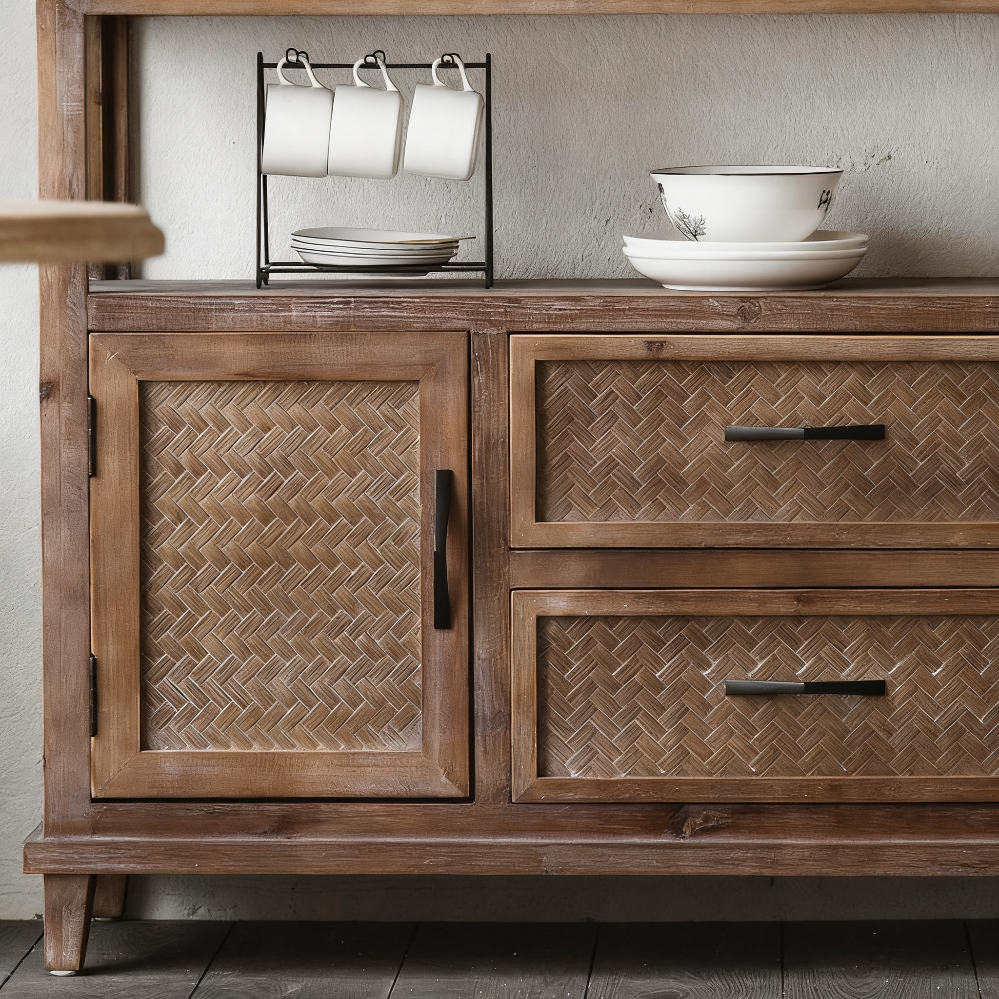 Solid Wood Retro Sideboard Storage | LEUKHOME